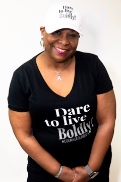 Dare to live boldly black shirt white hat